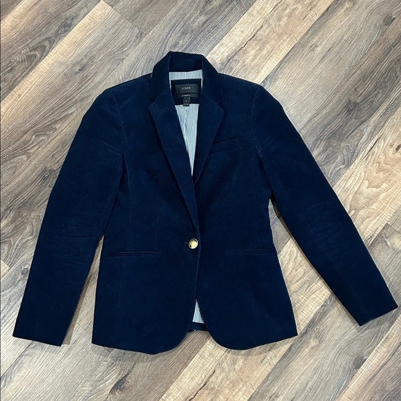 J. Crew Jackets & Blazers - J.Crew Campbell corduroy blazer Navy one button lined classic size 0